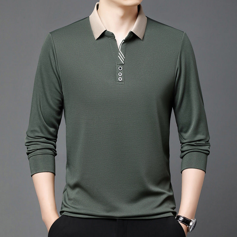 Summer Lapels Short-sleeved T-shirt Men's Skin-friendly Breathable Casual Top