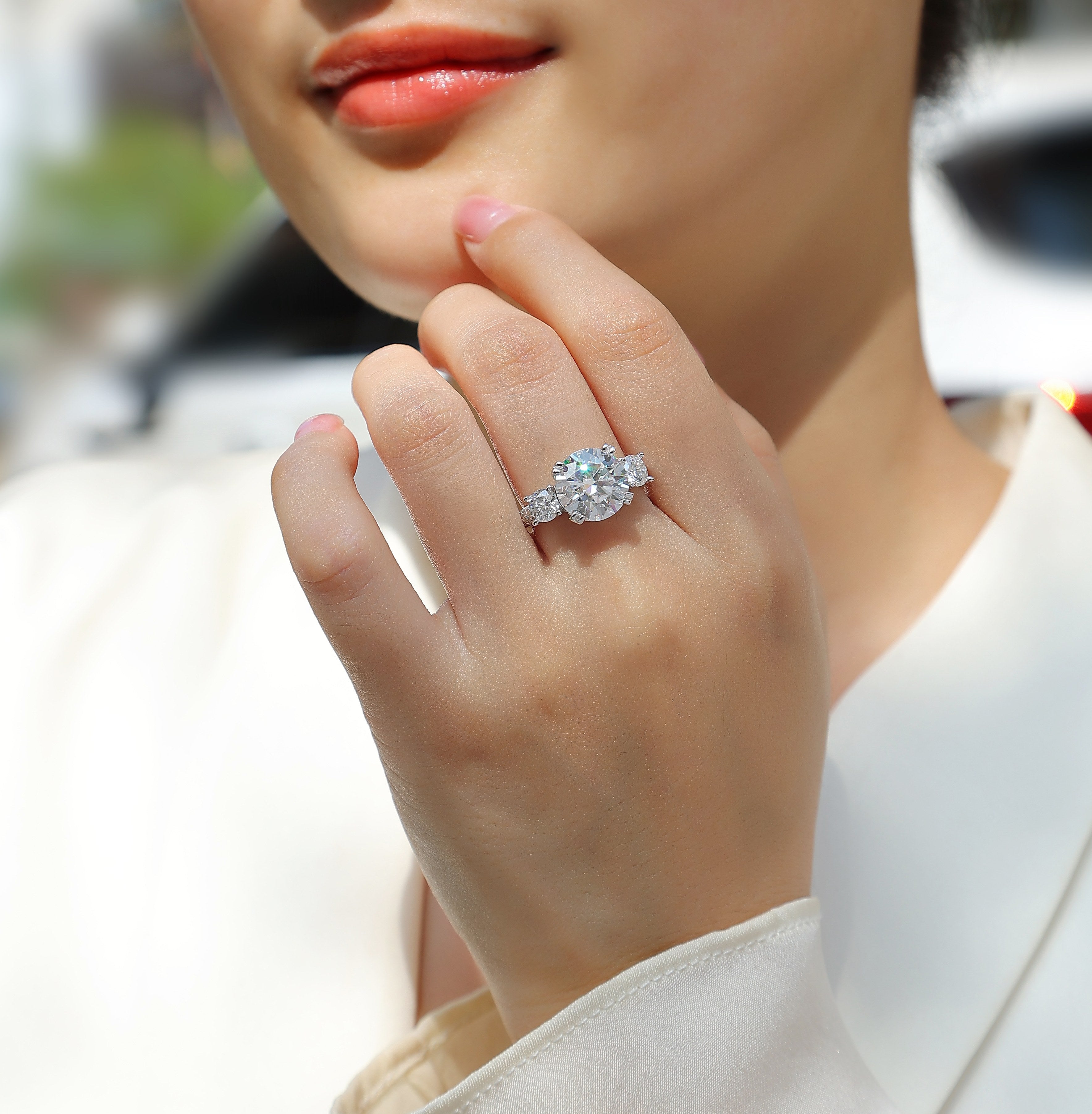 1Dazzling Stars - A Fashionable And Luxurious Jewelry Piece Set With 5-carat Moissan Diamond S925 Sterling Silver And Platinum-plated Diamond Prohibit TikTok sales