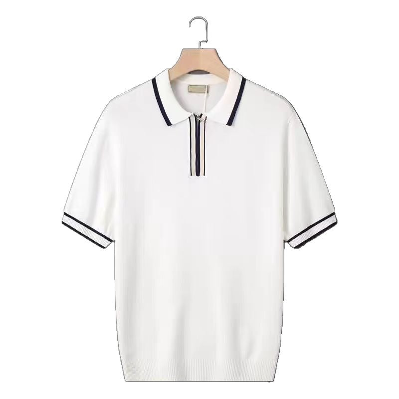 Casual Fashion Zipper Polo Rugby Team Men Trendy Tops