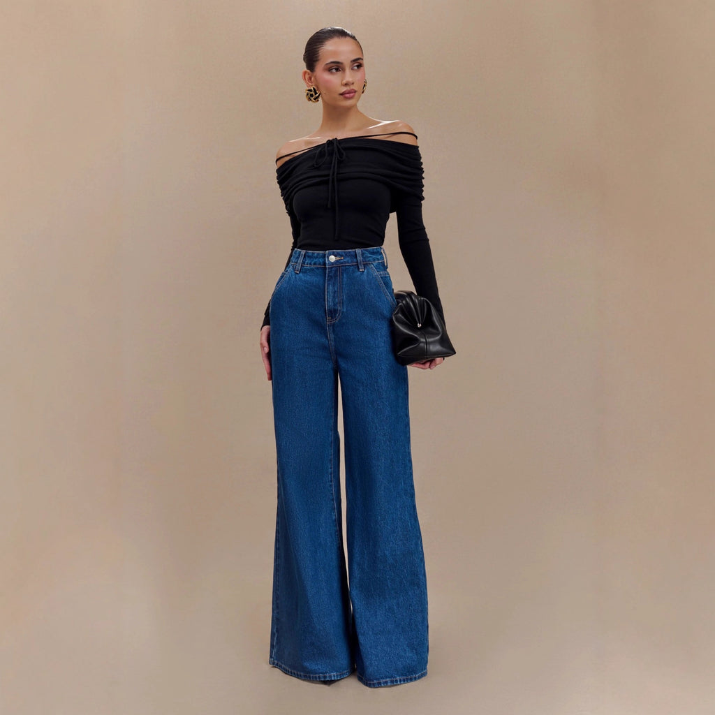 European And American Graceful And Fashionable Wide Leg Jeans Loose Ladies