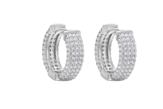 Men's Full Diamond Earrings European And American Style All-match S925 Sterling Silver