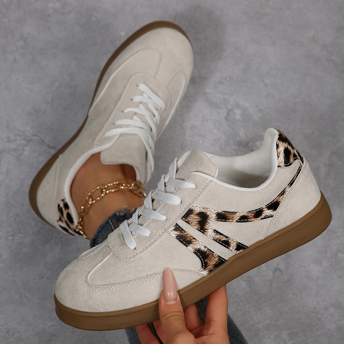 Women's Large Size Vintage Leopard Print Board Shoes