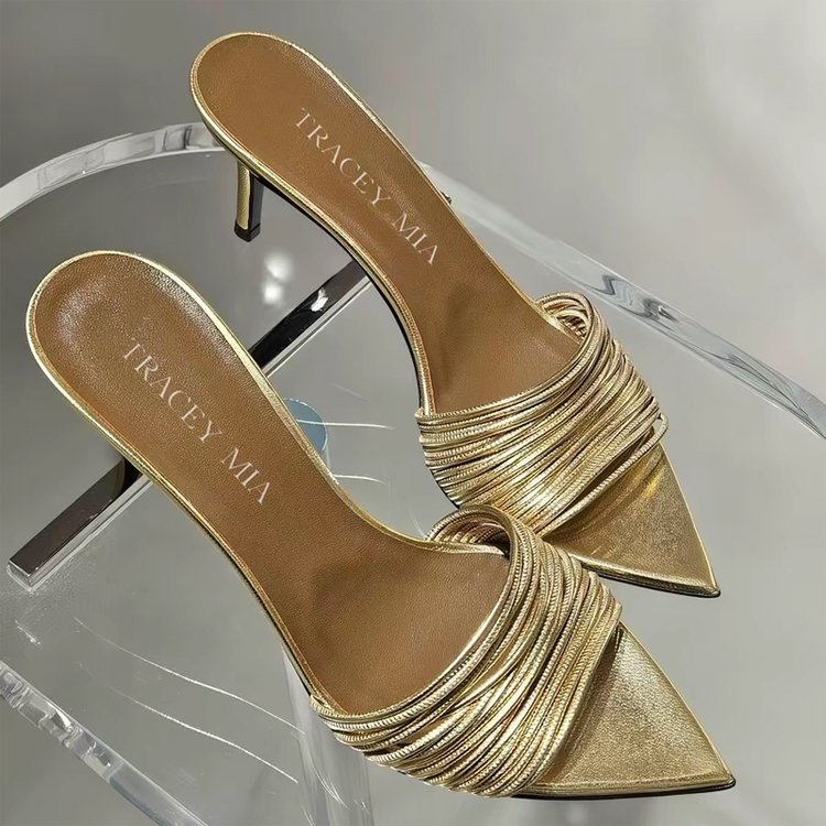 European And American Fashion Plus Pointed Women's High-heeled Sandals, Fashionable Slim High Heels, One Foot Simple Sandals