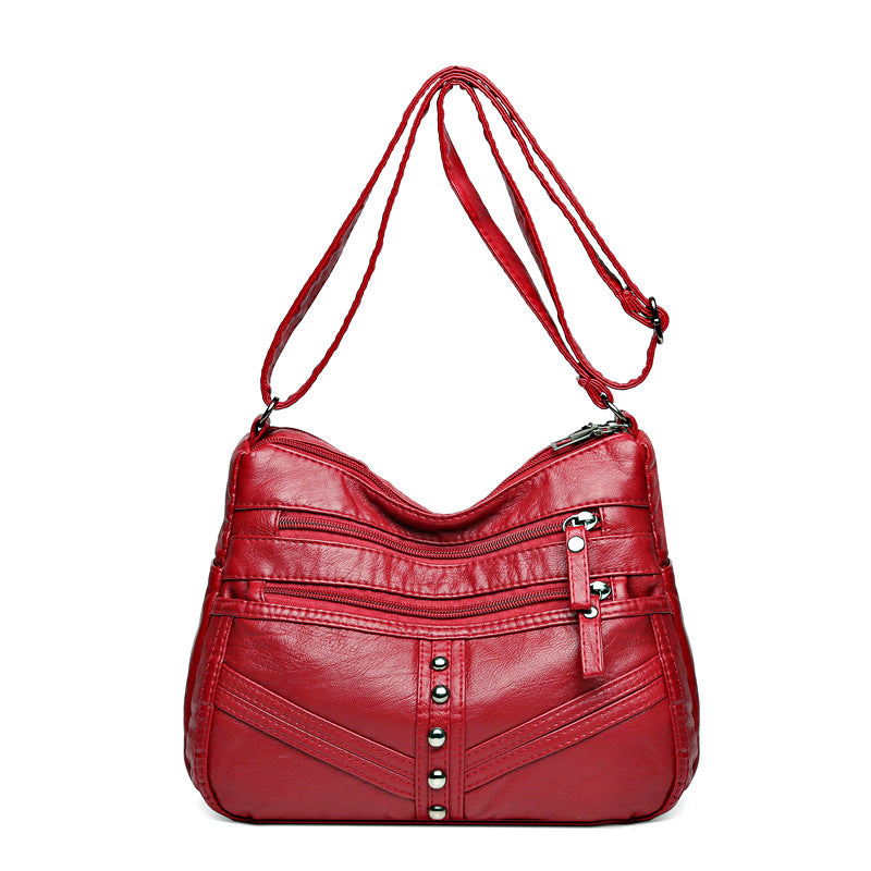 Ladies New High-grade Soft Leather Messenger Bag Vintage Leather