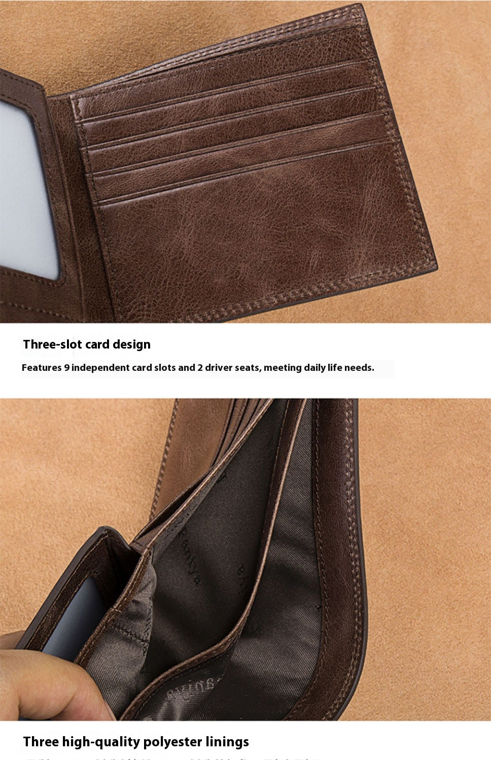 Men's Wallet Short Authentic Leather Tactile Feel