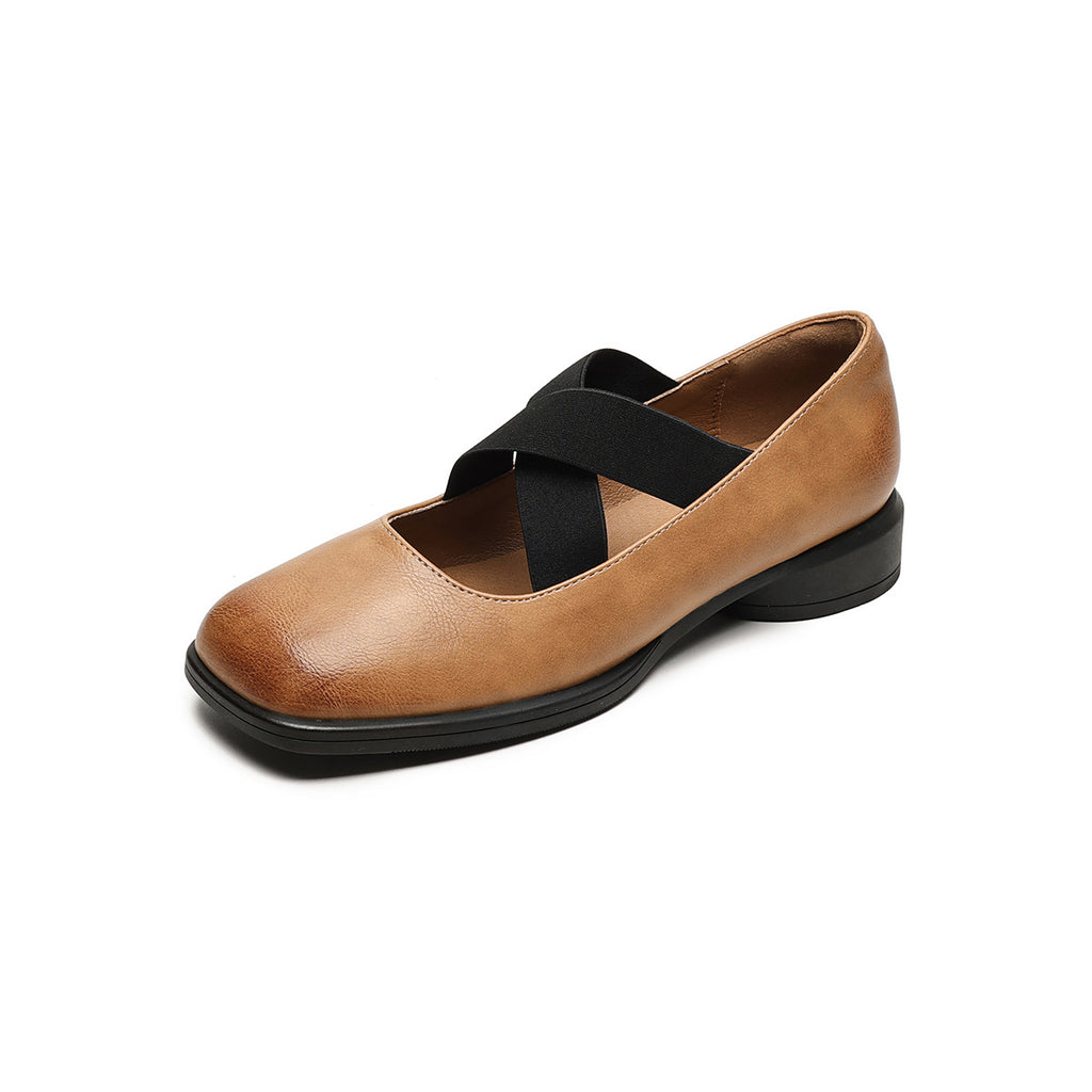 Women's Chunky Heel French Ballet Shoes