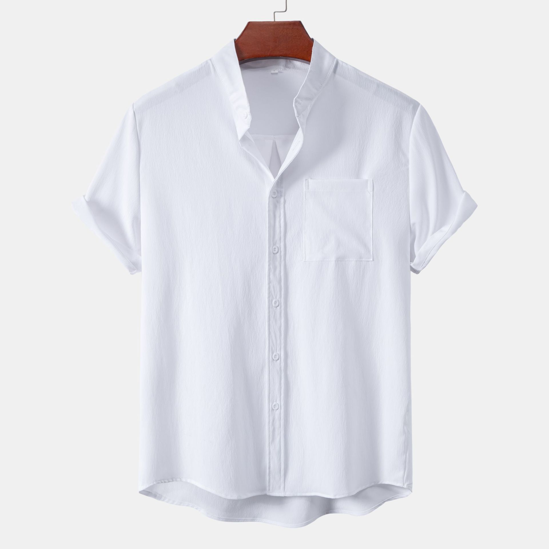 Stand Collar Cardigan Men's Casual Shirt