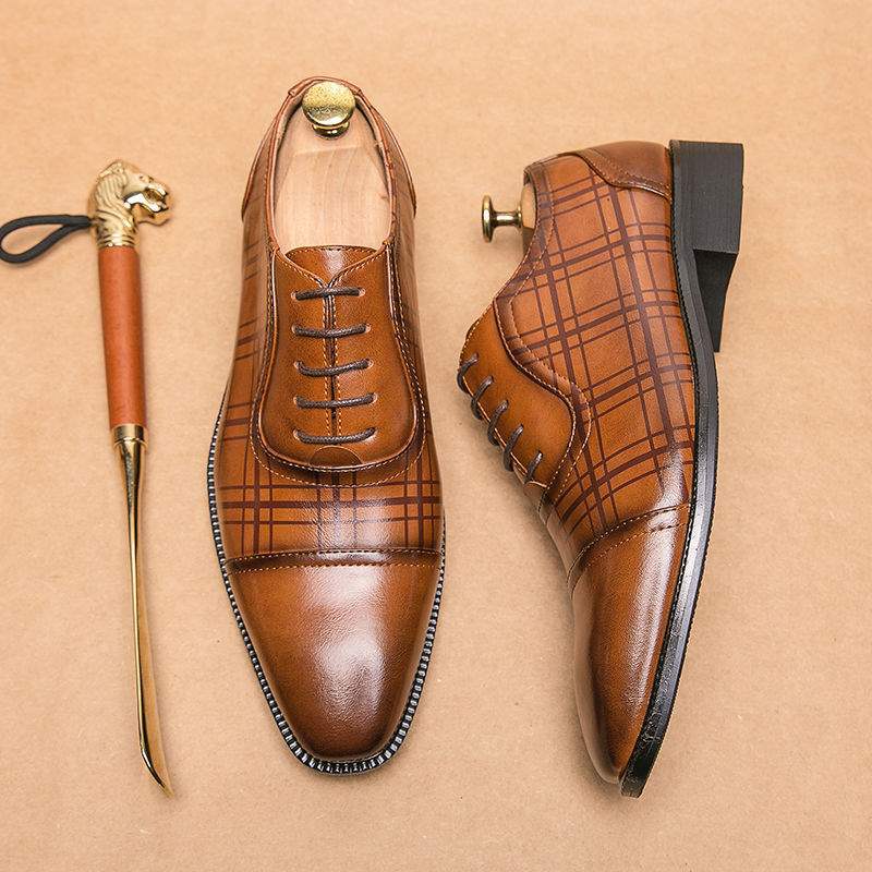 Square Toe Men's Breathable Business British Style Niche Leather Shoes