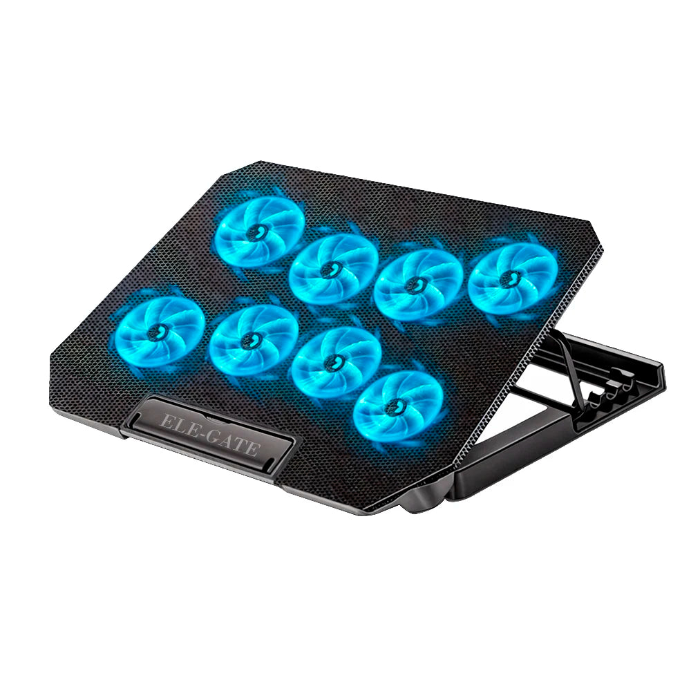 ELE-GATE 8-Fan Plastic Laptop Cooling Pad with Two USB Ports 4-Tilt for 12" to 15.6" Laptops in Stock