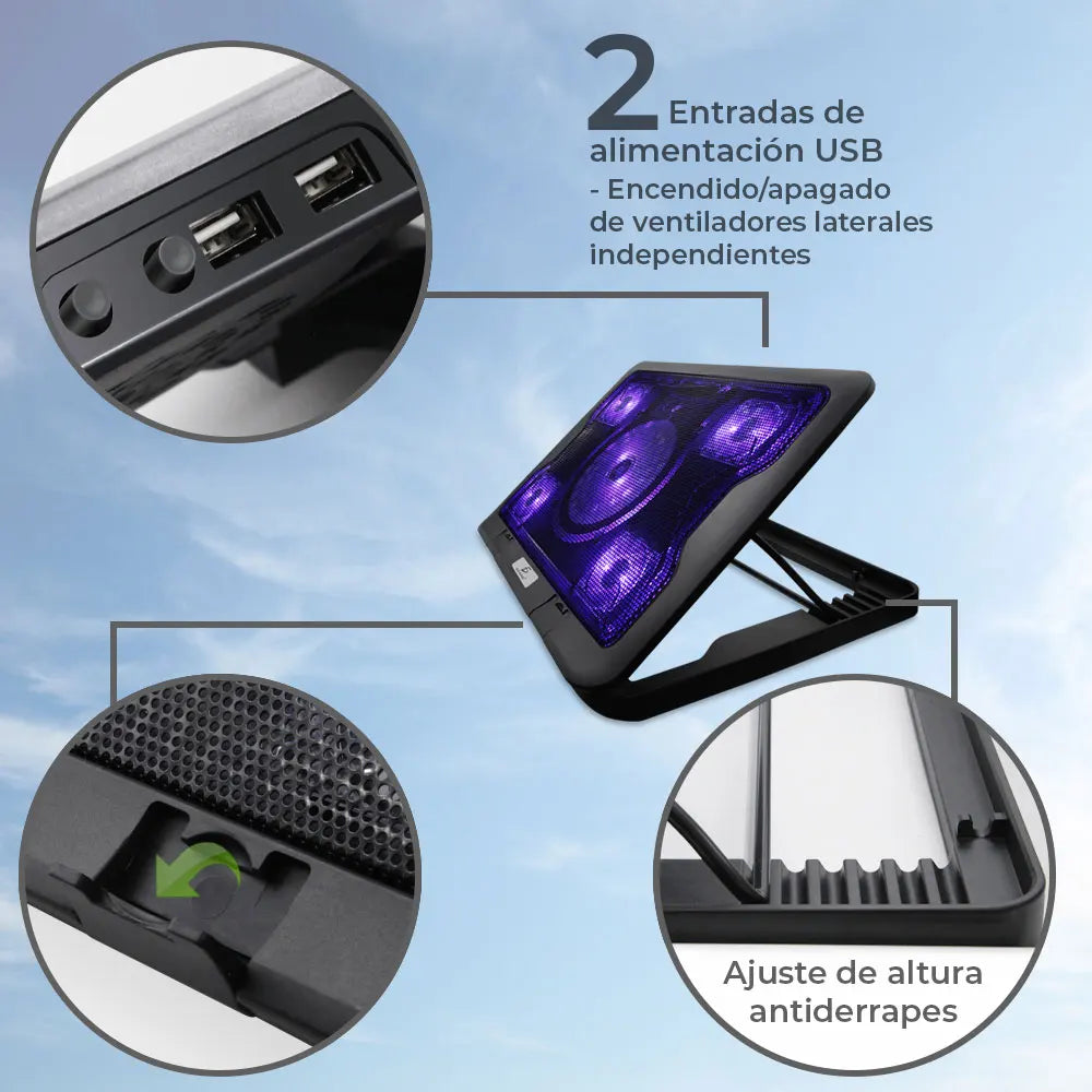 USB-Voltage Laptop Cooling Pad Plastic Stand with 5 Fans for Computer & Gaming Laptop Cooler & Holder