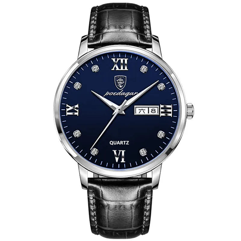 POEDAGAR Men's Watches 856 Top Luxury Men Wrist Watch Leather Quartz Watch Sports Waterproof Man Clock Relogio Masculino