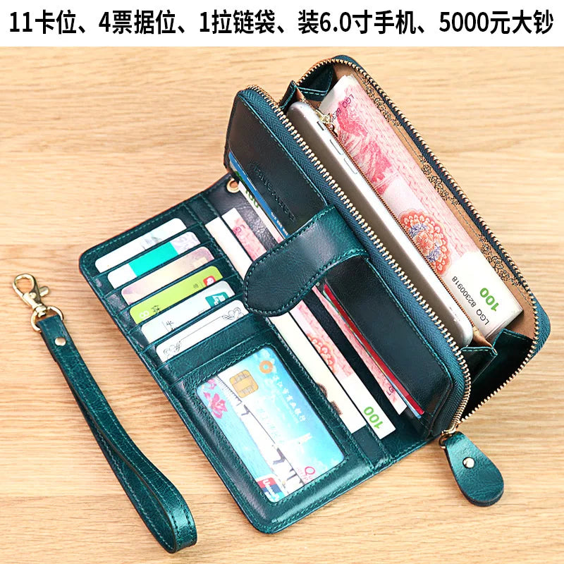2023 New Women's Wallet Long Multiple Card Position Ladies Handbag Fashion Simple Genuine Leather Women's Bags Thin BYN-8133