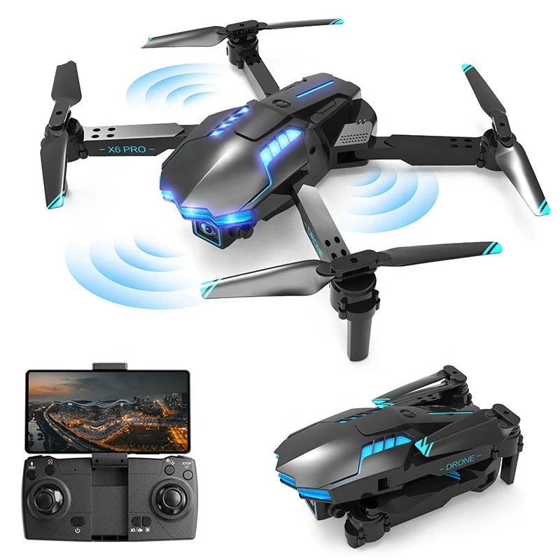 New Drones X6 Pro 4K HD Camera WiFi FPV Avoidance Optical Flow Foldable Plastic RC App Control 200M Transmission Beginner Drones