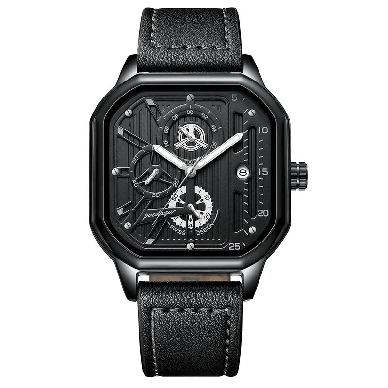 POEDAGAR 628 Luxury 3 Needles Quartz Watch Fashion Chronograph Stainless Steel Waterproof Luminous Date Men's Watches for Gift