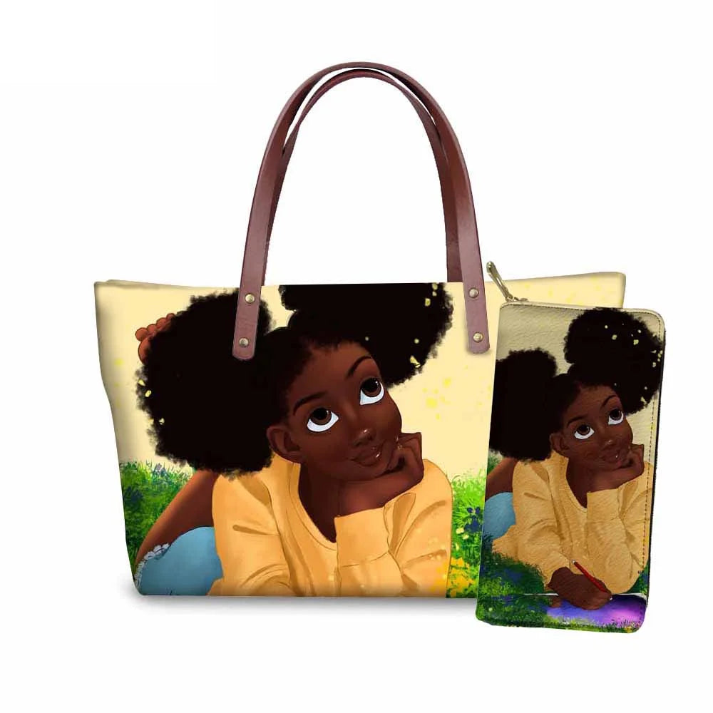 Young Ladies Handbags Black Art American African Girls Printed Popular Hand Bags Women Handbags Lady Fashion Designers Handbags