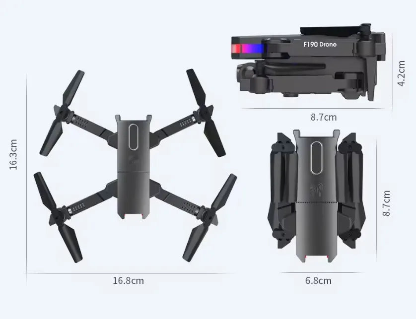 New Dron F190 4k hd Dual Camera Wifi Fpv Foldable Quadcopter Helicopter Drones Toys Rc Mini Drone F190 V E58 E99 K3 F189