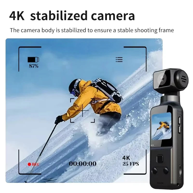 Mini 1.33" 4K EIS HD Anti-Shake 270° Rotation Waterproof Touch
