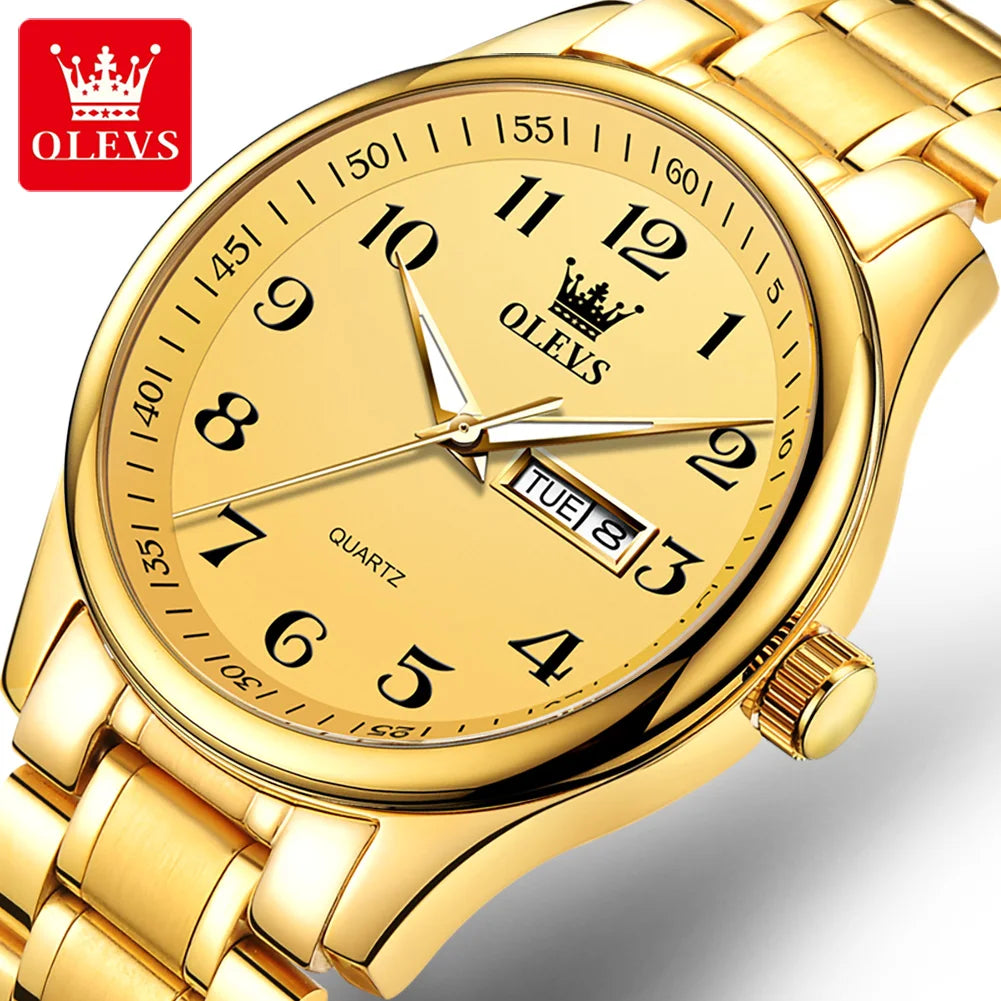 New Olevs 5567 Luxury Fashion Men's Watches Lover's Business and Simple Couple Relojes Watches Women Quartz Watch for Men Ladies