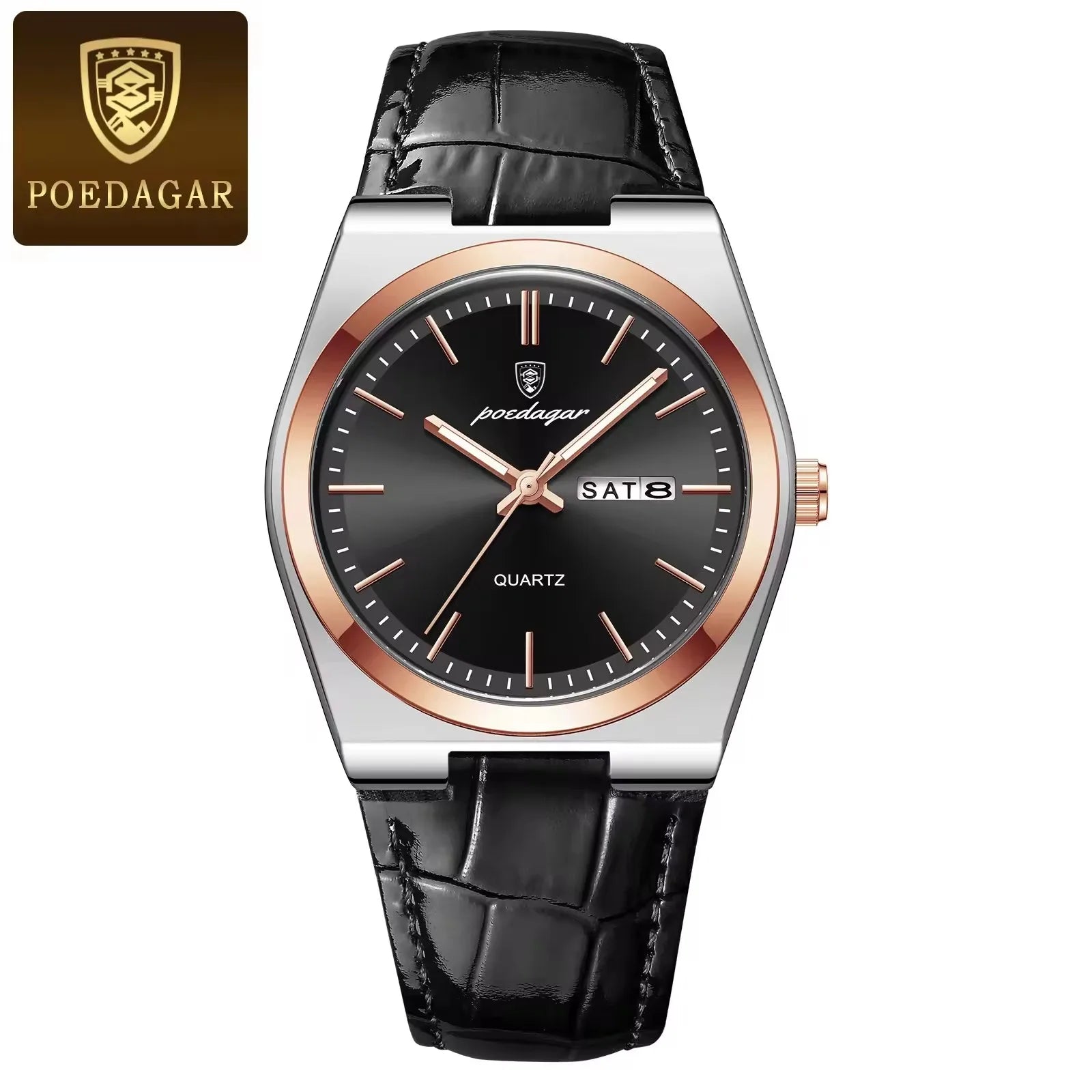 Poedagar 930 Fashion Casual Men's Watches Leather Strap Luxury Waterproof New Business Quartz Wrist Watch for Men Montre Relojes