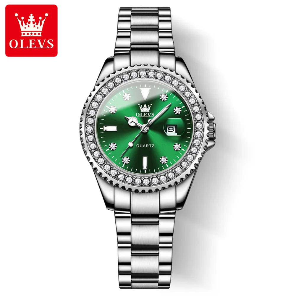 OLEVS Women's Watches Top Brand Original Quartz Ladies Waterproof Date New Arrival Luxury Diamond Wristwatch 9945