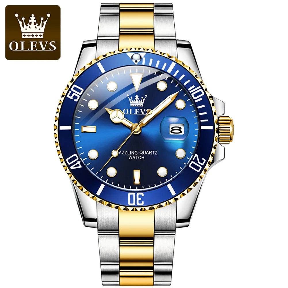 OLEVS 5885 Men's Watches Movement Watch Male Steel Waterproof Business Fashion Date Week Wrist Watch for Men