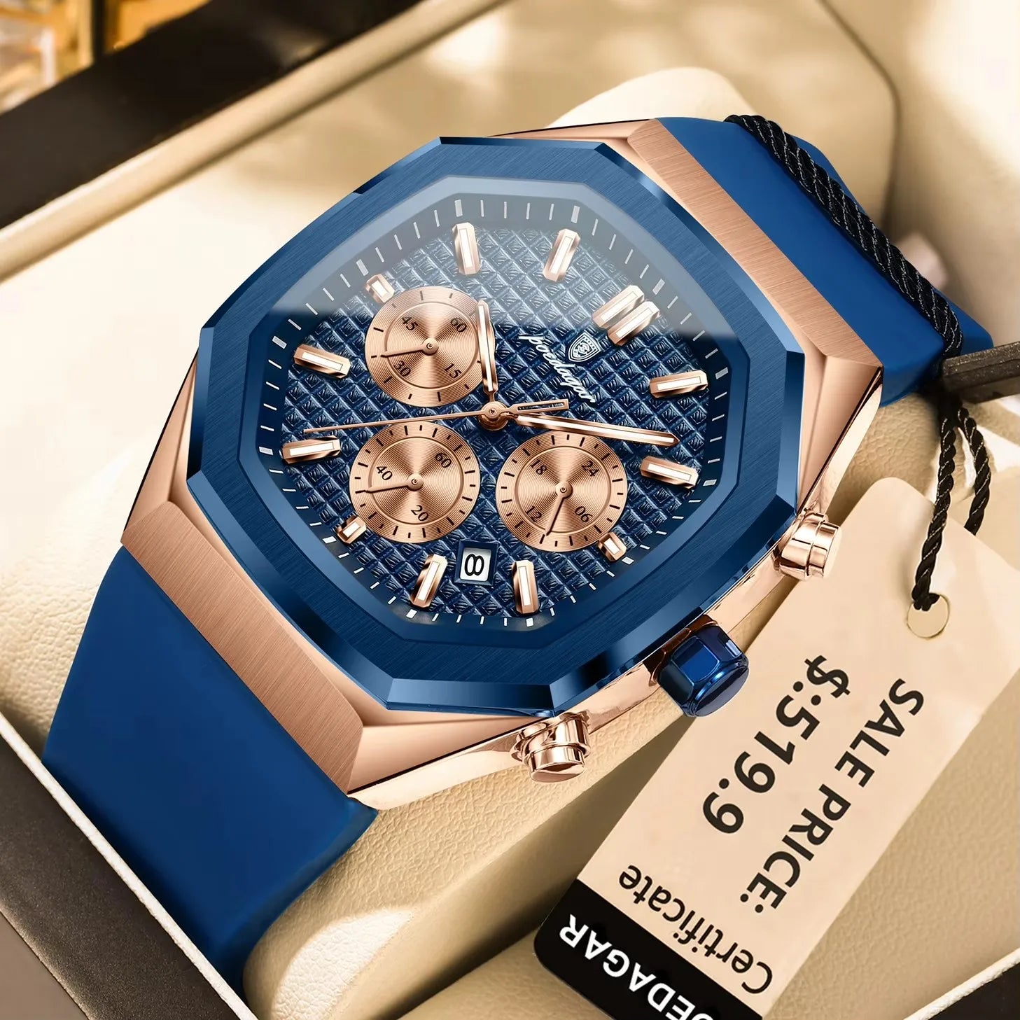POEDAGAR 893 Sports Man Wrist Waterproof Luminous Luxury Watch Male Soft Silicone Strap Chronograph Date Quartz Men's Watches
