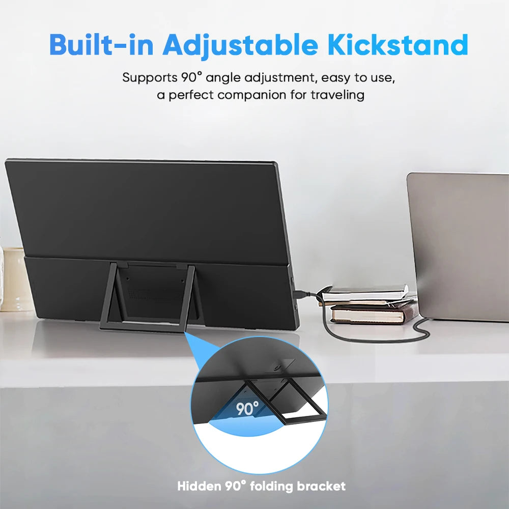 OEM 15.6-Inch Wireless WiFi Miracast IPS Portable Gaming Monitor 1080P UHD LCD Full Screen Type-C USB Adjustable Folding Stand