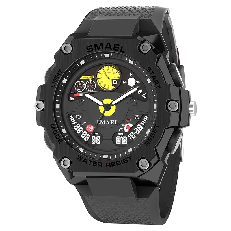 SMAEL 8092 New Design Trending Dual Time Sport Watch Analog Digital Watches for Men Alarm Luminous Calendar for Men's Watches