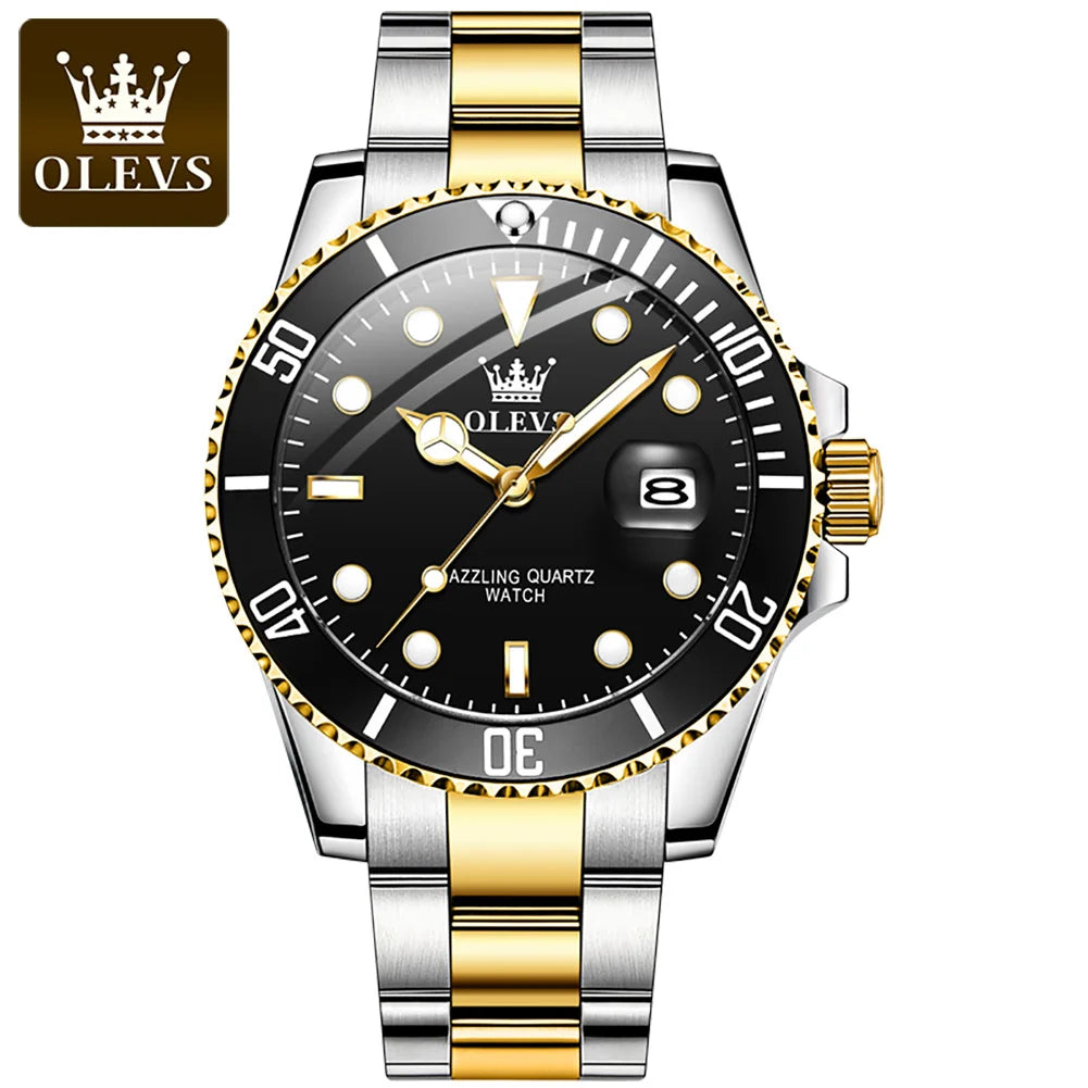 OLEVS 5885 Men's Watches Movement Watch Male Steel Waterproof Business Fashion Date Week Wrist Watch for Men