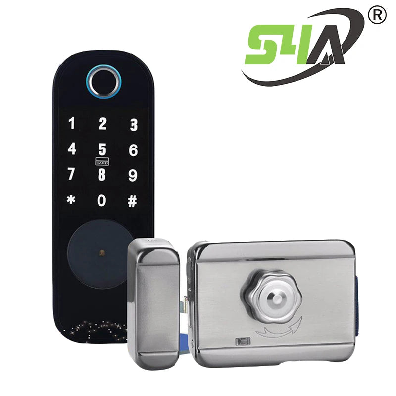 Double Cylinder Smart Home Electronic Smart Garage Outdoor Fingerprint Door RIM Lock TUYA Sart Locks