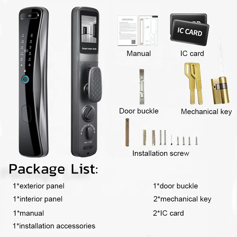 Kadonio Anti Theft Smart Camera Locks Touch Keypad Fingerprint Digital Tuya Wifi Door Electric Locks