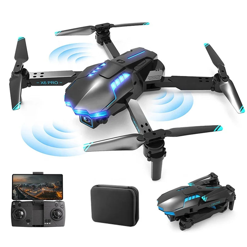 New X6 Pro Beginner Drones 4K HD Camera WiFi FPV Avoidance Optical Flow Foldable Plastic with App Control 3D Flip LED Lights
