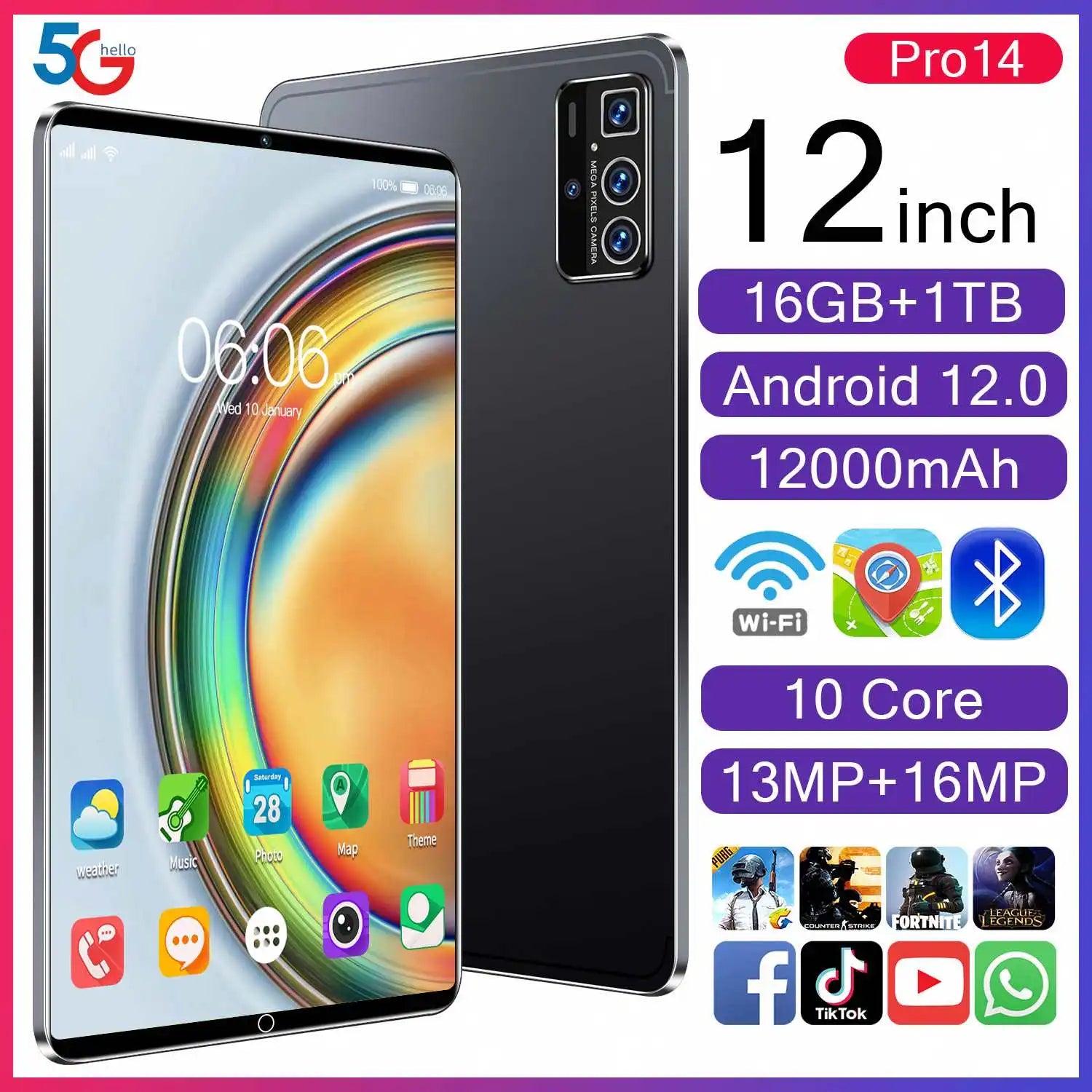 2024 Smart 5G Tablet the Ultimate Device With 8GB RAM and 256GB Storage for Office and Leisure