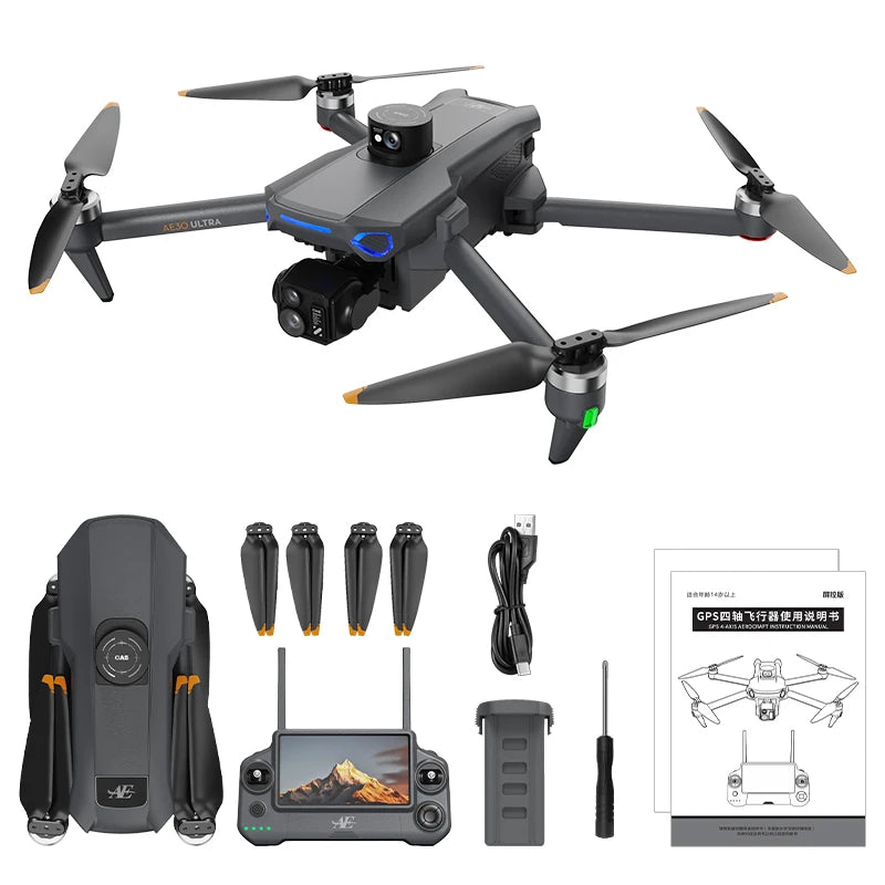 AE30  MINI 4K  Dual Camera WiFi FPV Air Pressure  Hold Foldable Quadcopter Professional Aerial Photography Without  Oas