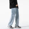 ANSZKTN Fall New Flat Wash to Make Old Retro Cross Casual Pants Jeans