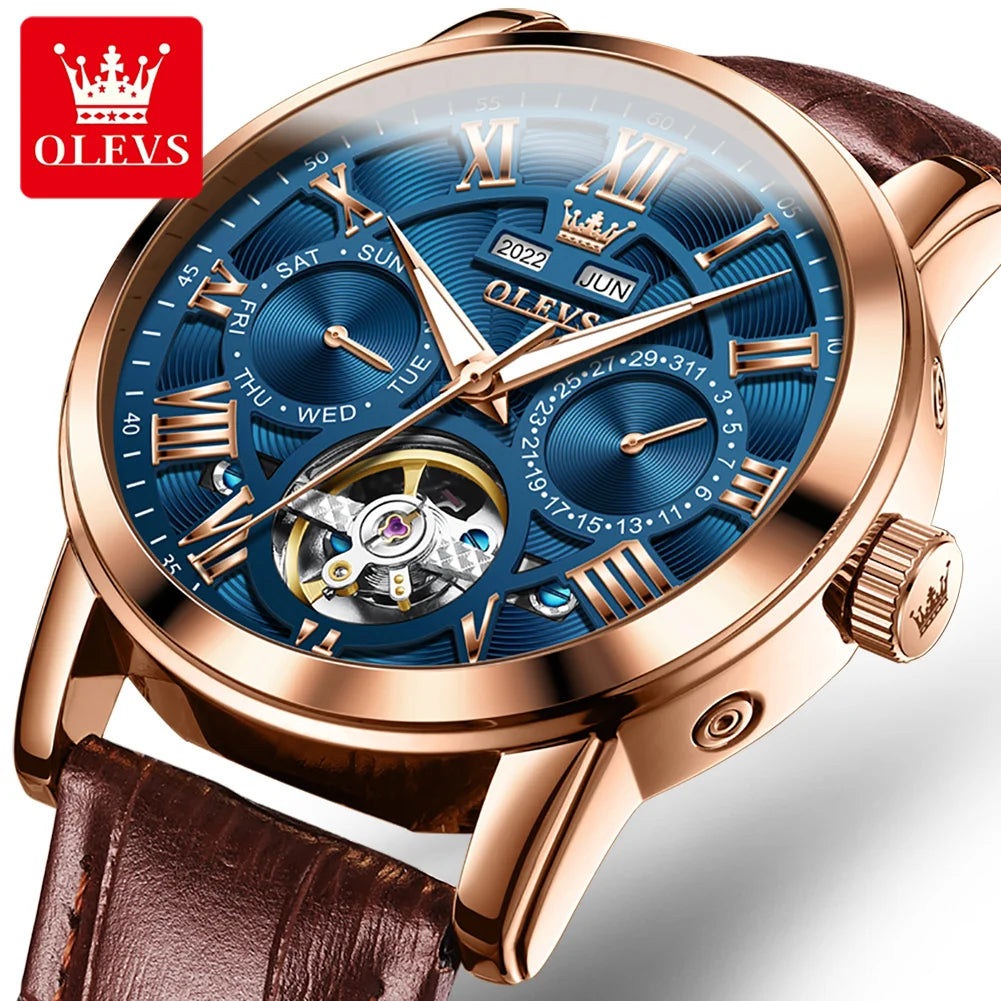 Hot OLEVS 6668 Men's Watches Original Quartz Watch Waterproof Luminous Stainless Steel Wristwatch Male Week Date Hours