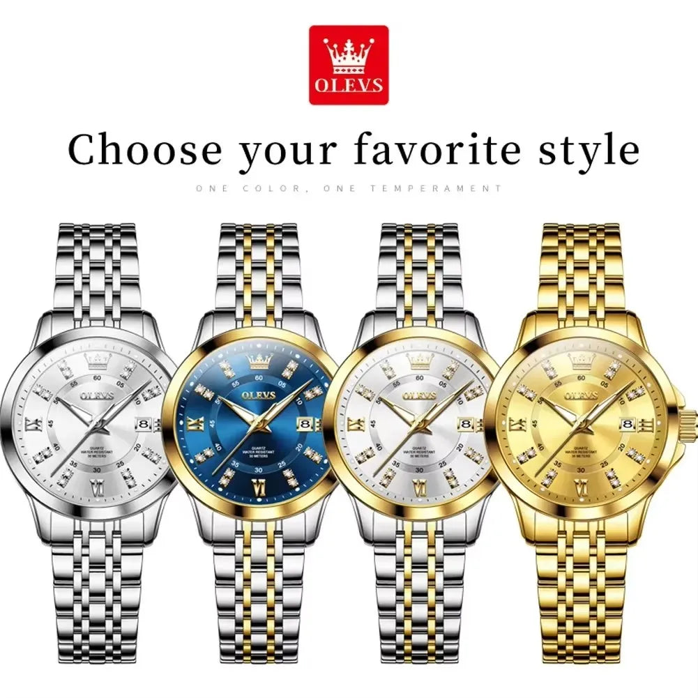OLEVS 3620 Women's Watches Elegant Fashion Quartz Ladies Leisure Diamond Dial Life 3Bar Waterproof Luminous Hands  Wristwatch
