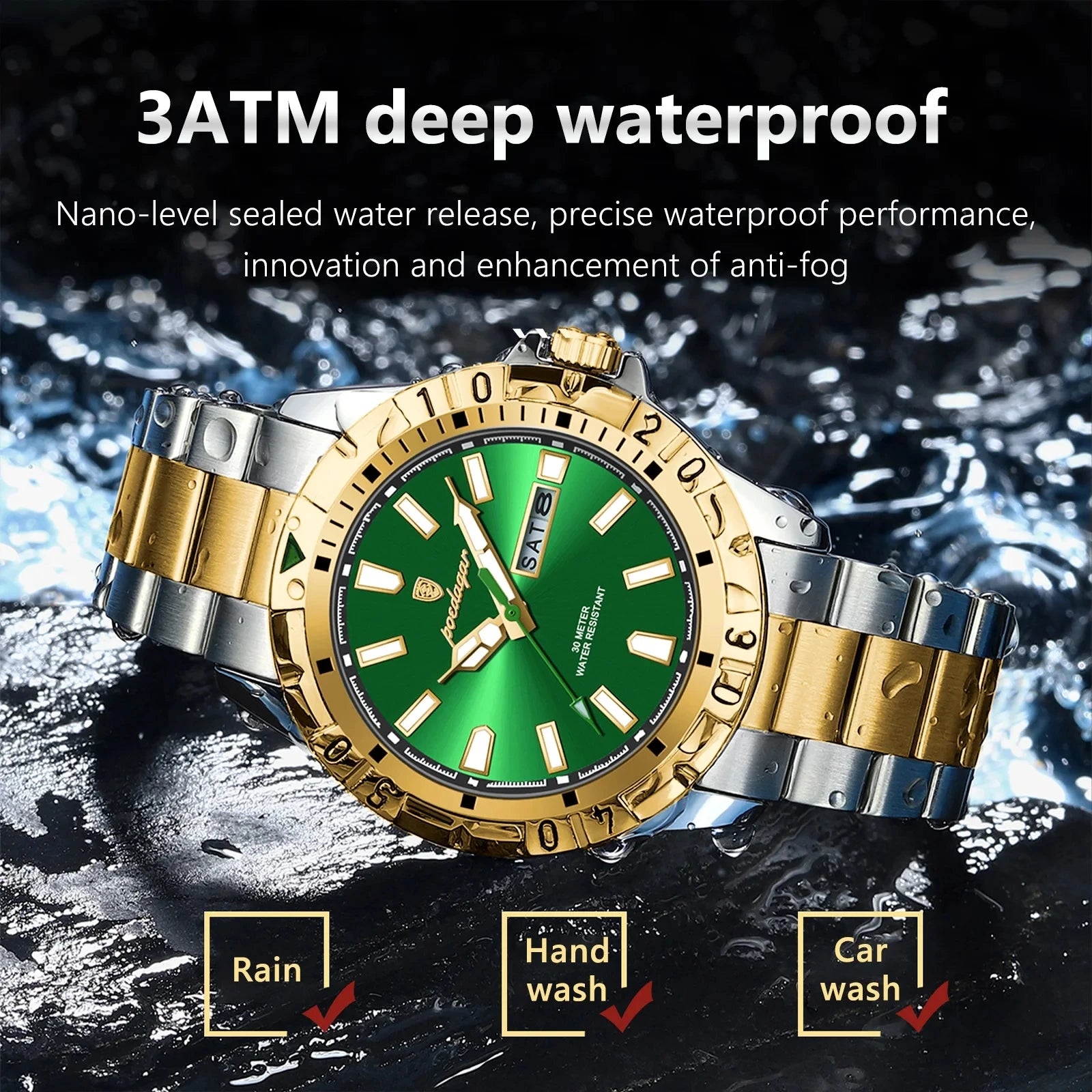 New POEDAGAR 959 Luxury Watch for Man Reloj Sports Men Quartz Watch Waterproof Luminous Date Week Stainless Steel Men's Watches