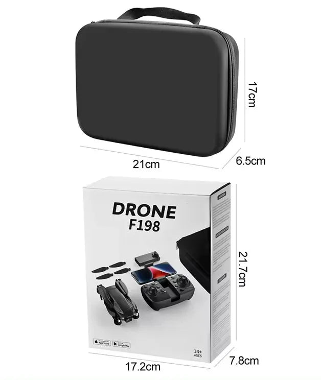 Hot Selling F198 Mini Drone Wide Angle HD 4K Dual Camera Wifi FPV Brushless Motor for Beginners-Remote Control Plastic Material
