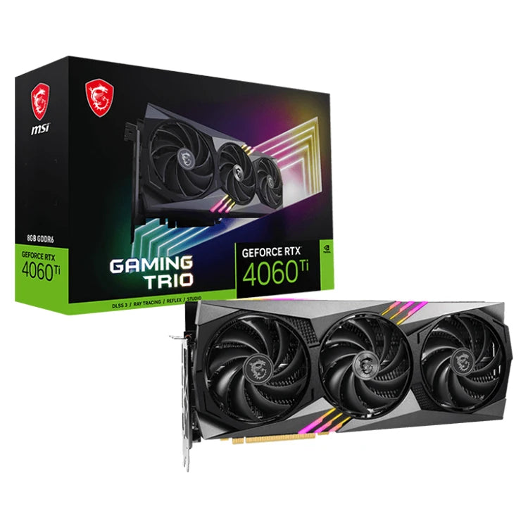 Used MS'I GeForce RTX 4060 Ti GAMING TRIO 8G Graphics Card With 8GB GDDR6 128-bit Memory Support OverClock
