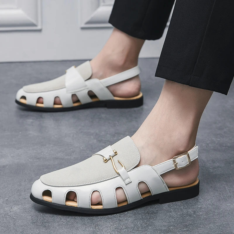 2025 New Arrivals Tassels Men's Leather Dress Shoes Soft Sole Sandals for Men Footwear Slip on Men Half Casual Shoes