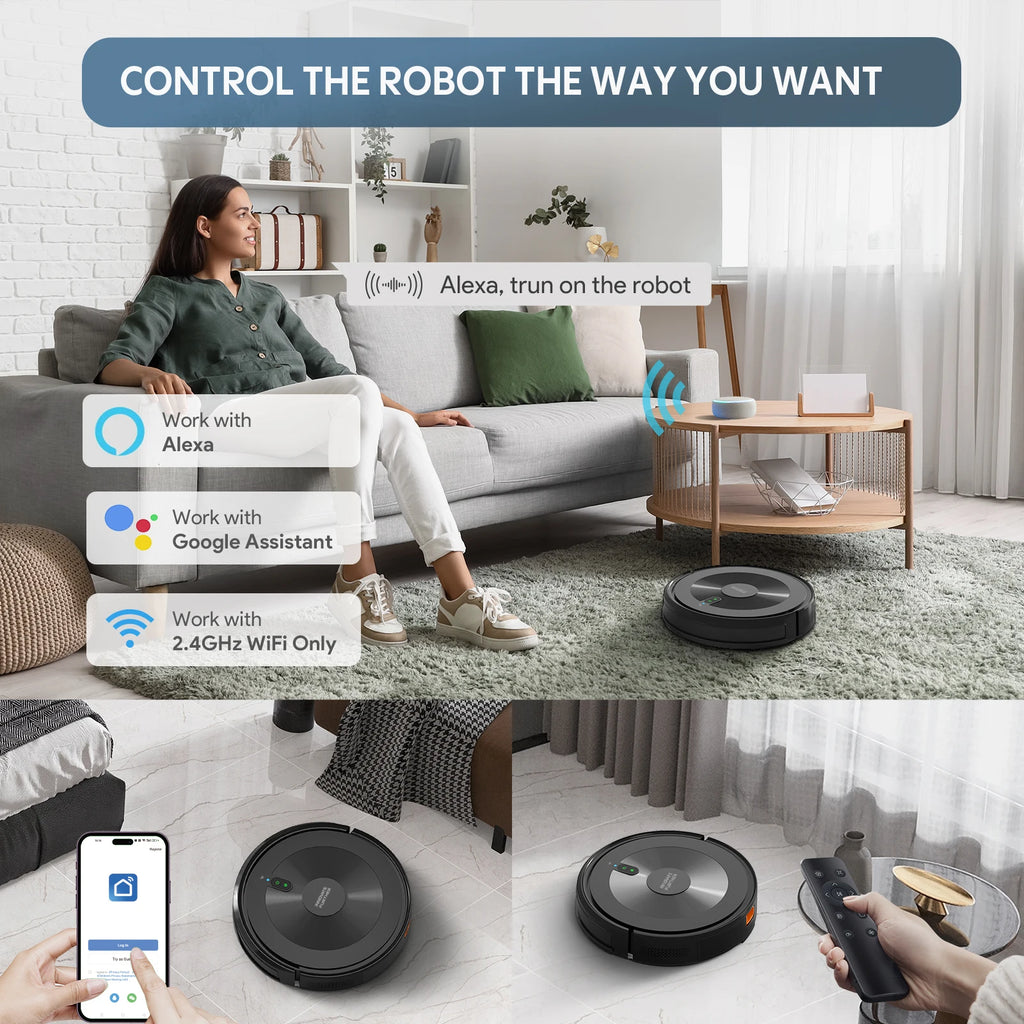 Bagotte Custom Logo Tuya APP Smart Home Robot Vacuum Cleaner Rechargeable with Battery Power for Household Use