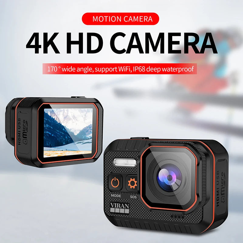 4K Remote Controller Action Camera 2" HD Travel Vlog Video Shooter Mobile Phone WiFi Cycling Boating Waterproof Sports Camera