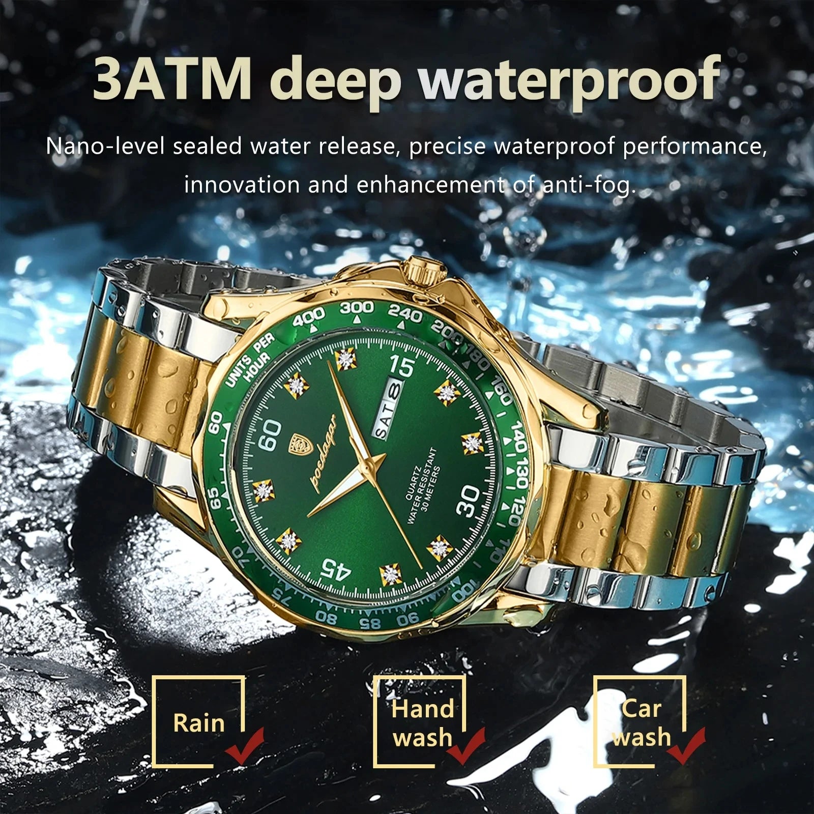 POEDAGAR 963 Fashion New Luxury Quartz Male Wristwatch Waterproof Luminous Business Watch for Men Stainless Steel Men's Watches