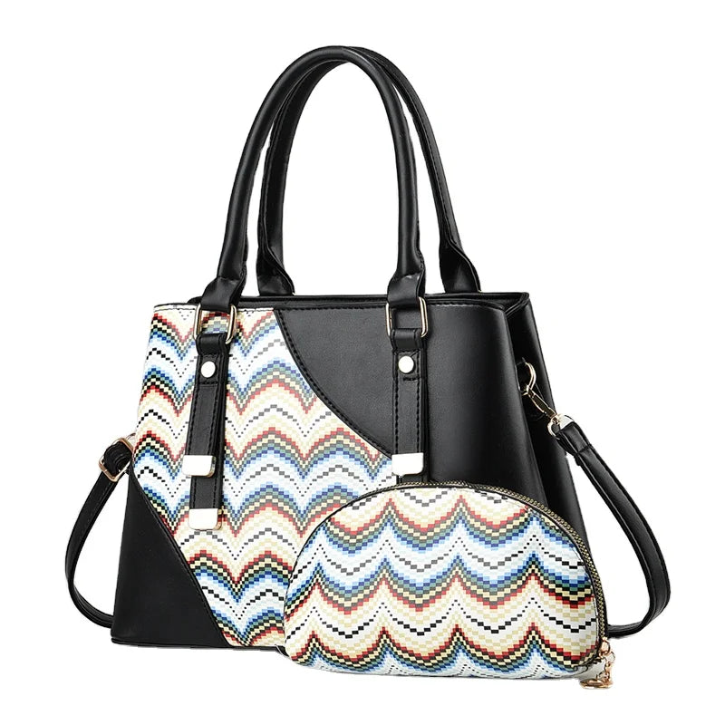 Large Capacity New Patchwork Versatile Fashion Retro Simple Elegant Temperament Bags Women Handbags Lady