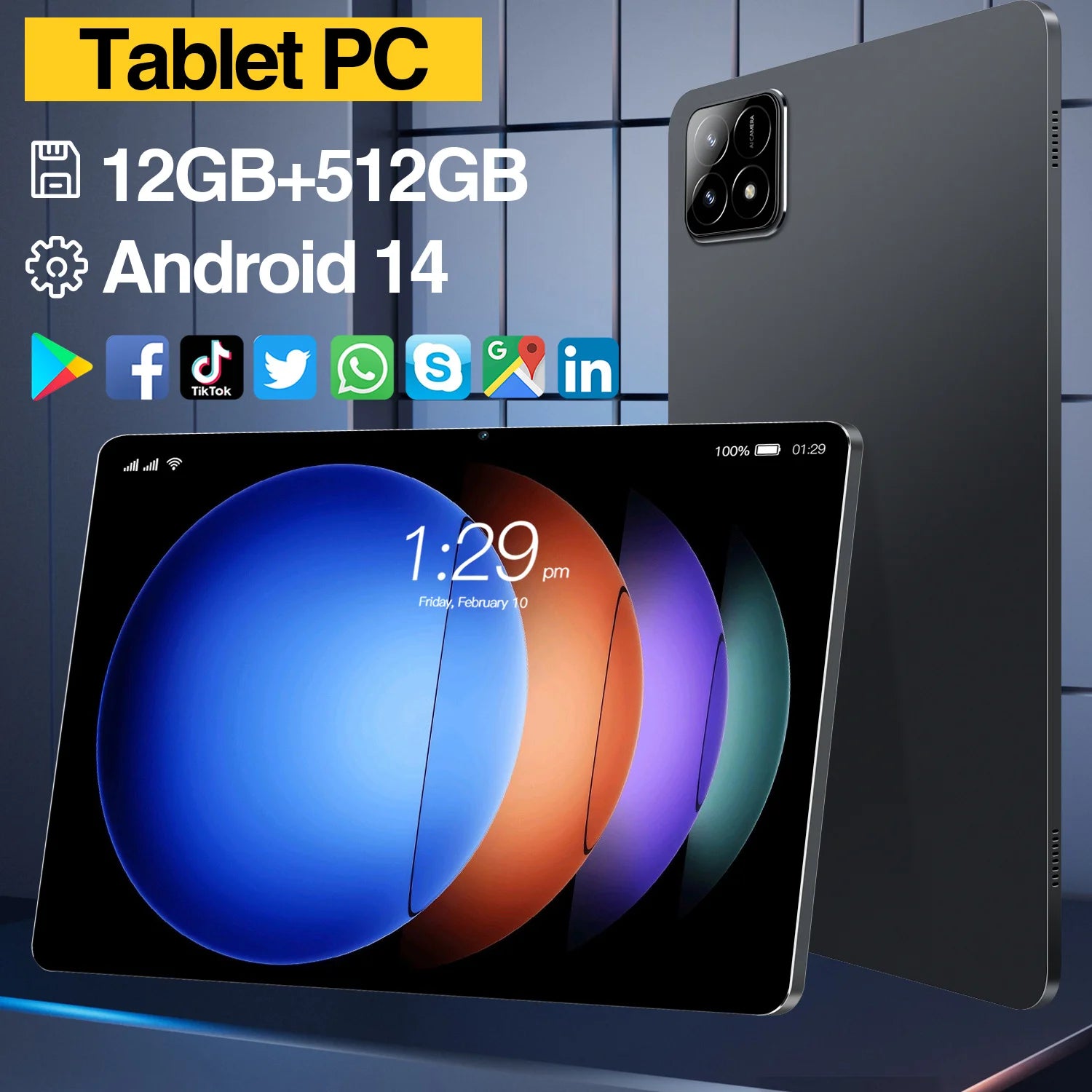 Pad 6S Business Smart Tablet 5G 12GB 512GB 32MP Rear Cam 10 Core Android 14