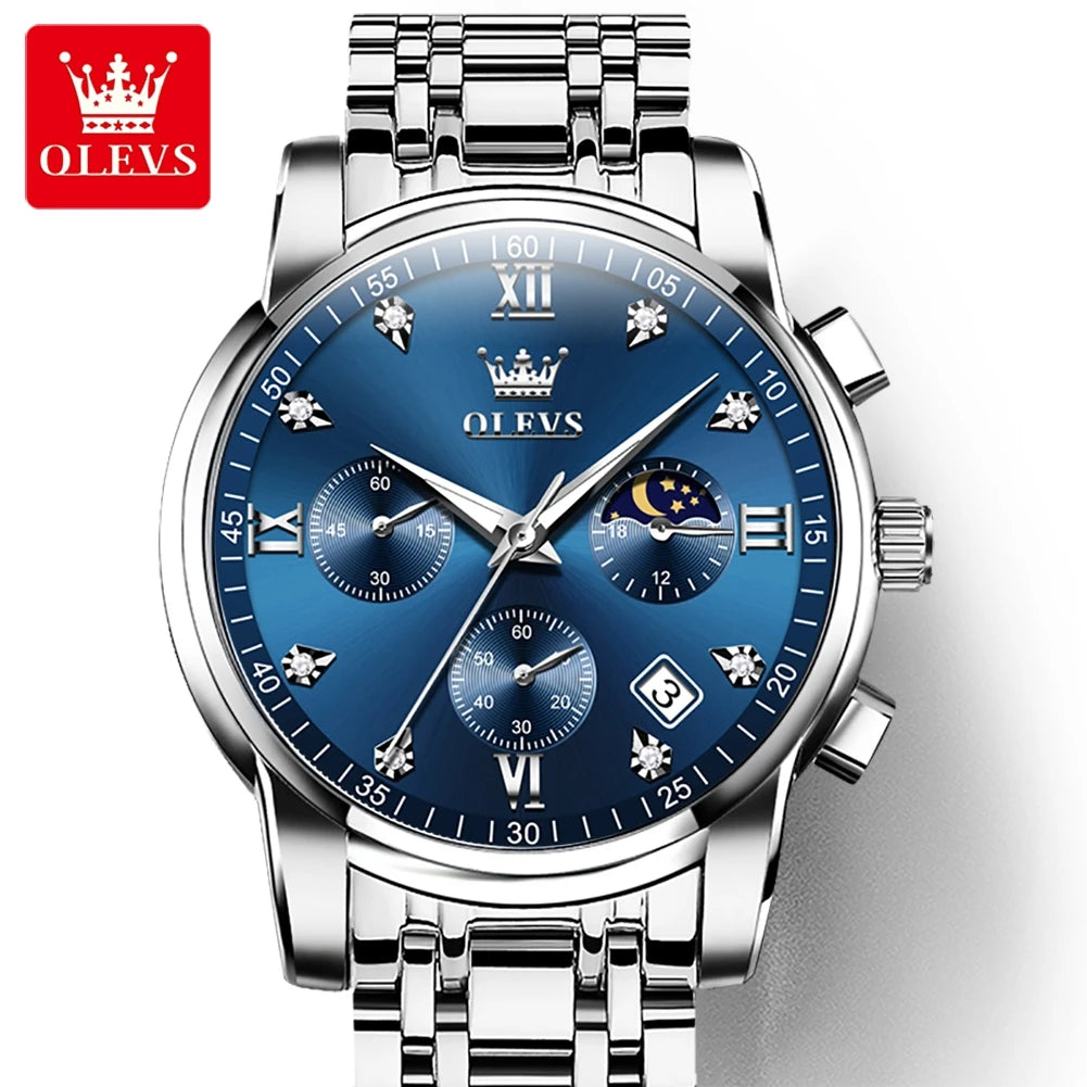 HYX Latest OLEVS 2858 Real Fashion Business Sports Style Timing Men's Watches Quartz Stainless Steel Waterproof Watch