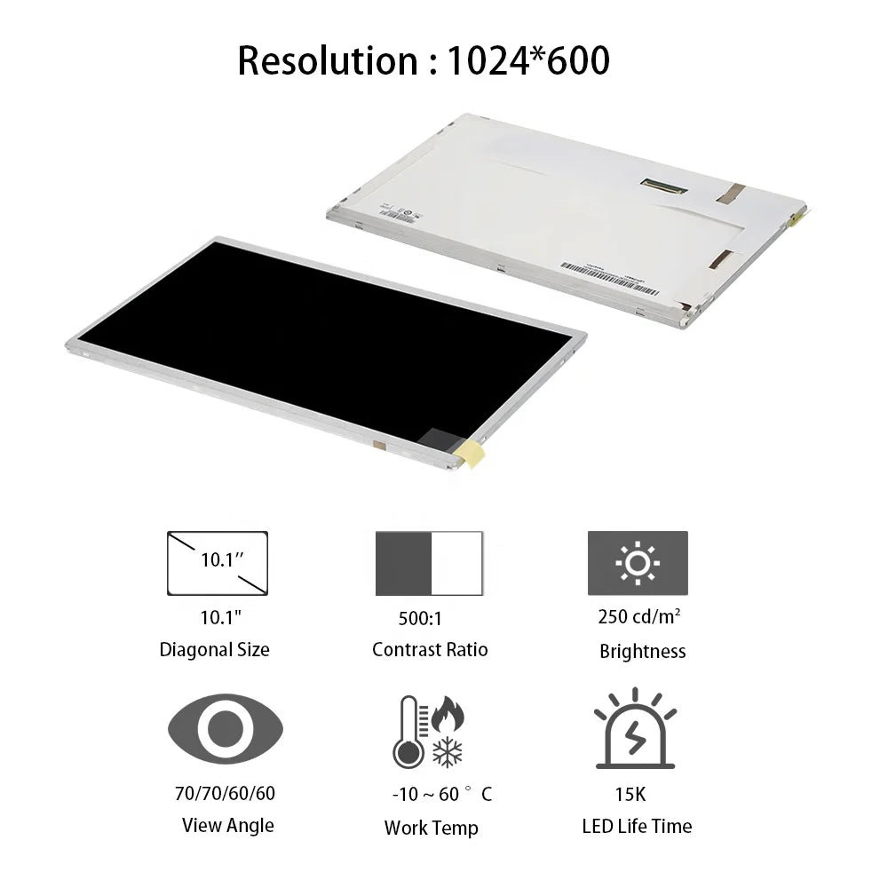 Original AUO 10.1'' 1024*600 LCD Display Smart Home Central Control Panel 10.1 Inch LCD Modules