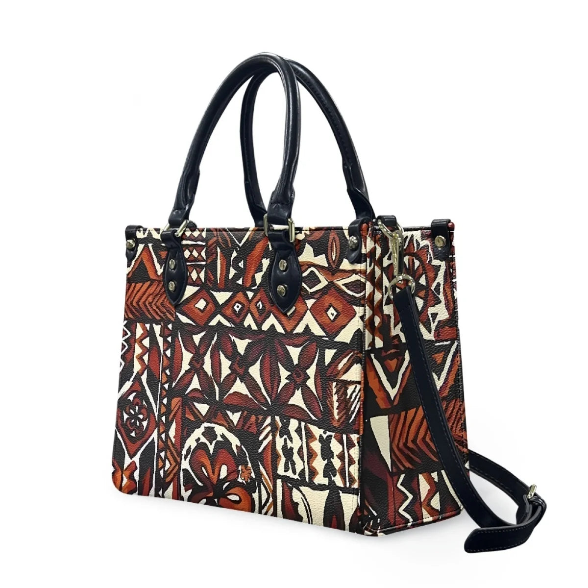 Black and White Tribal Polynesian Printed Bags Women Handbags Ladies Luxury Women Shoulder Bags High Quality Pu Leather Handbag