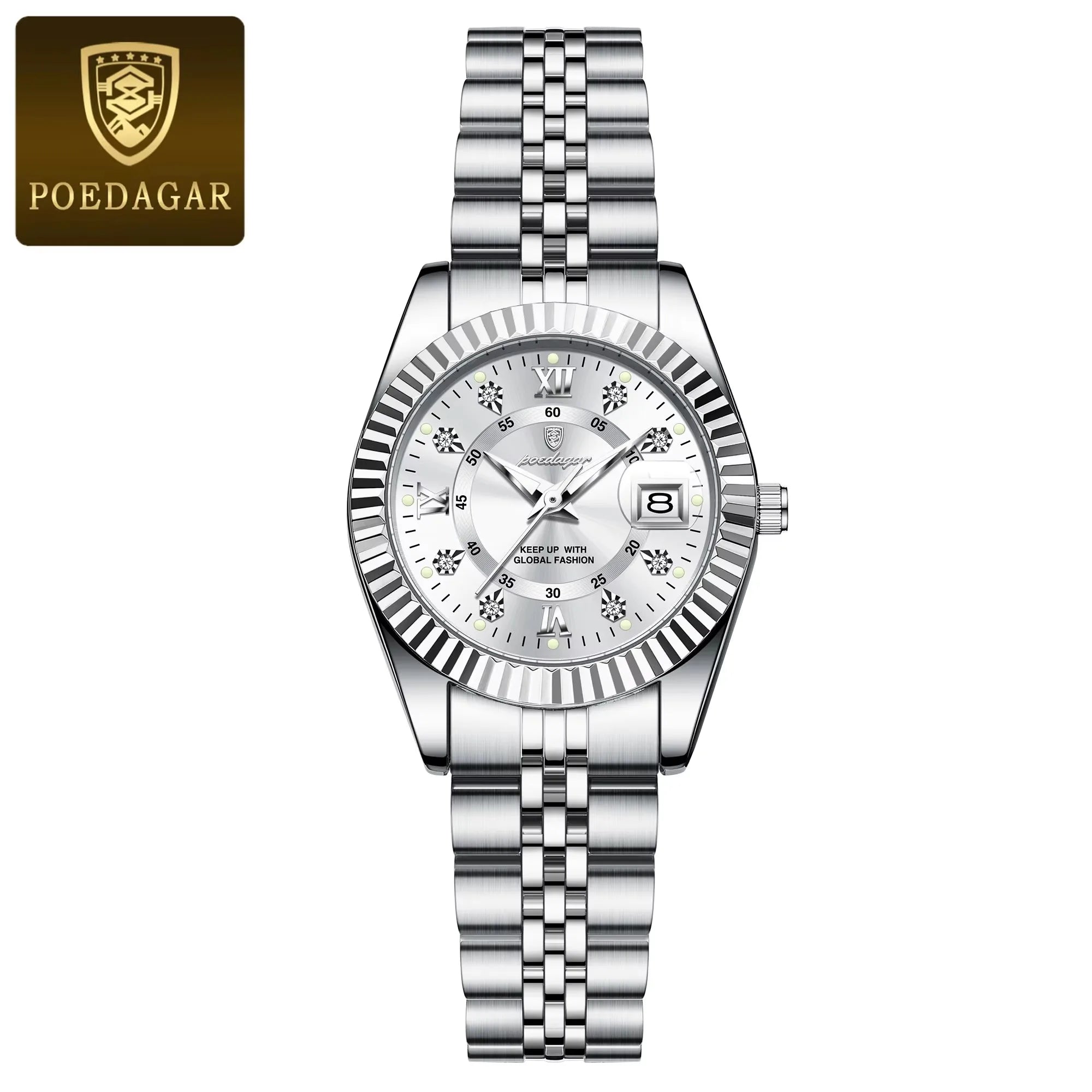 POEDAGAR 780 Luxury Elegant Watch for Women Waterproof Luminous Date Ladies Watch Stainless Steel Quartz Women's Watches Girls